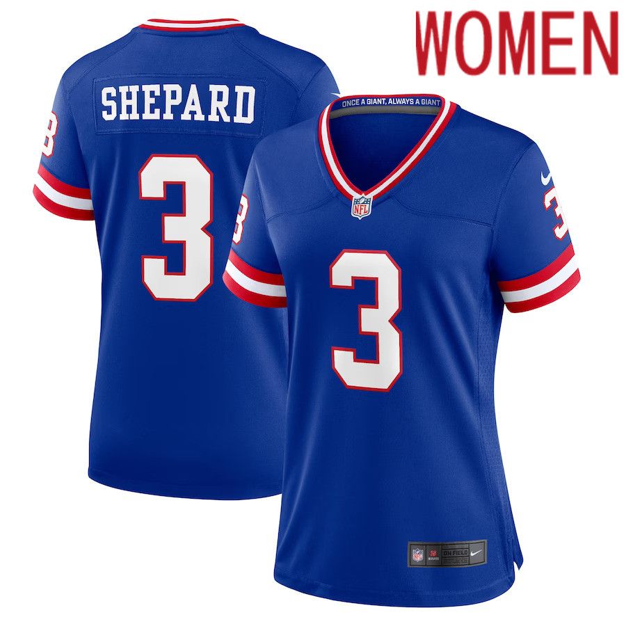 Women New York Giants #3 Sterling Shepard Nike Royal Classic Player Game NFL Jersey